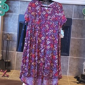 LuLaRoe 2XL Carly High-Low Dress Floral Stripes- NWT
